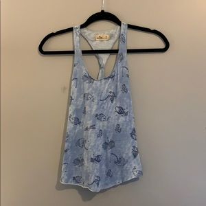 women’s blue fish tank top